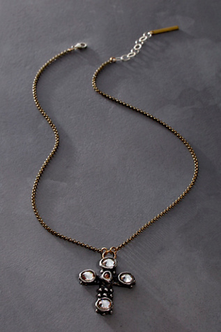 Mikal Winn Cross Necklace at Free People in Topaz Circonia