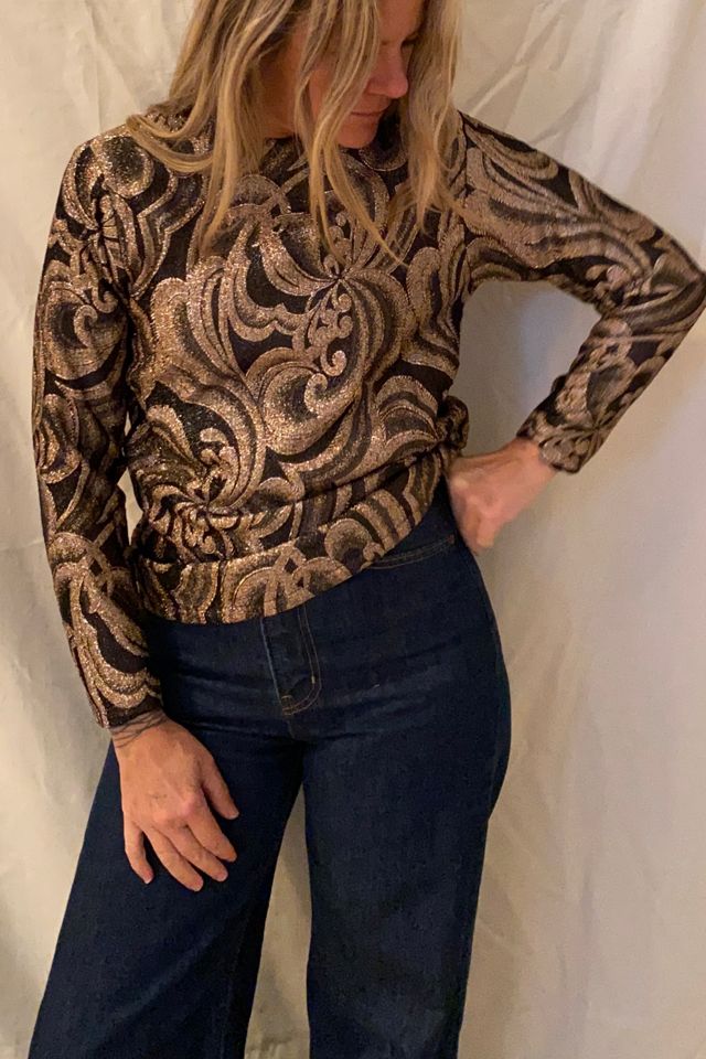 Vintage Black and Gold Floral Motif Shirt Selected By KA.TL.AK #2