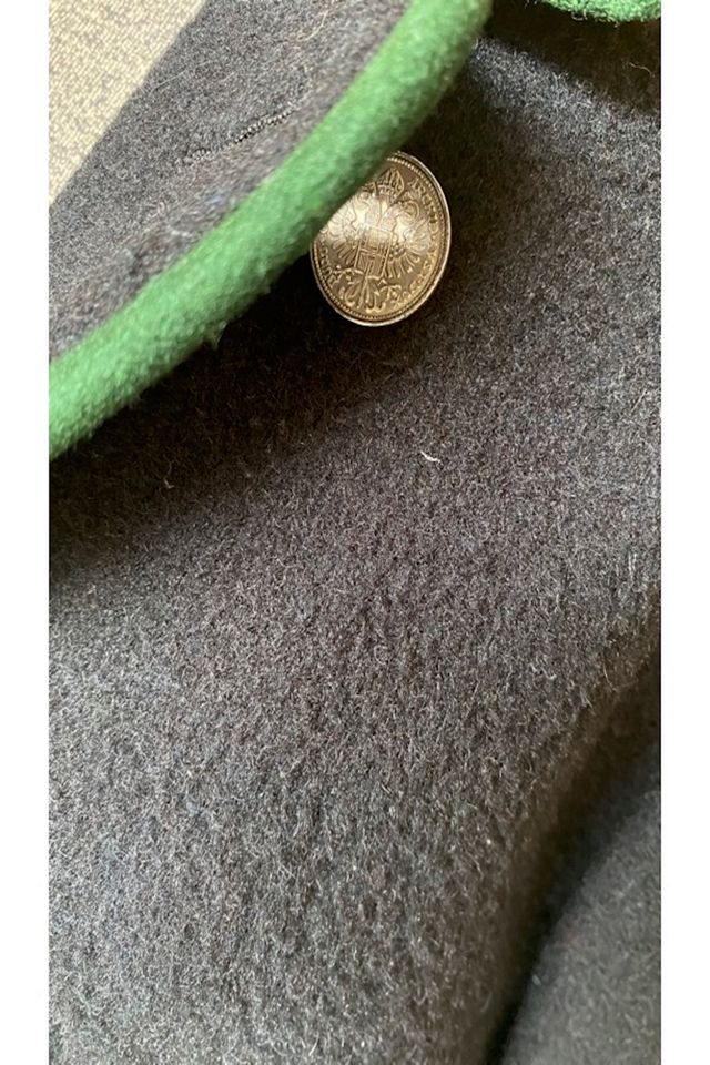 Vintage Cropped Wool Jacket with Green Piping Selected By KA.TL.AK #2
