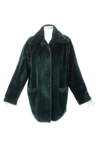 【Vintage】90s Dark Green Fake Fur-Coat Vintage】90s Dark Green Fake Fur-Coat