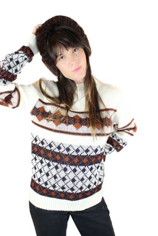 1970s Vintage Nordic Patterned Turtleneck Sweater Selected By Moons + Junes Vintage