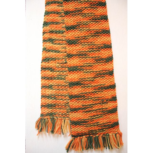 1970s Vintage Orange + Green Crochet Scarf Selected By Moons + Junes Vintage #1