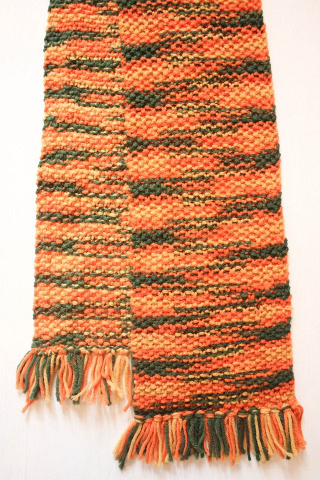 1970s Vintage Orange + Green Crochet Scarf Selected By Moons + Junes Vintage #3