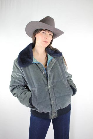 Vintage Yellowstone Velour Quilted Bomber Jacket Selected By Moons + Junes Vintage