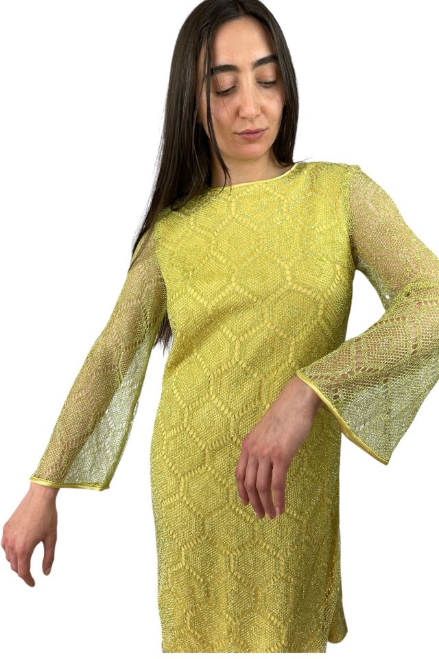Mod Vintage Yellow Metallic Lace Dress Selected By Ankh By Racquel Vintage #1