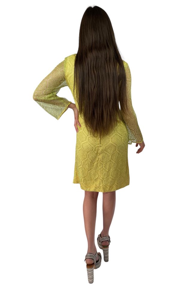 Mod Vintage Yellow Metallic Lace Dress Selected By Ankh By Racquel Vintage #2