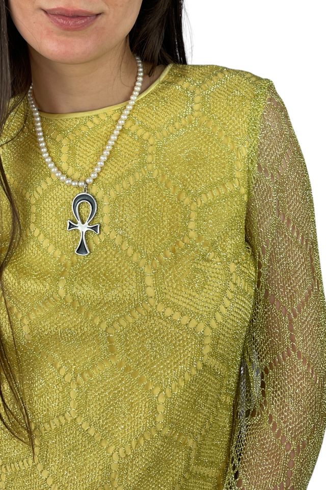 Mod Vintage Yellow Metallic Lace Dress Selected By Ankh By Racquel Vintage #3