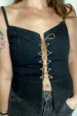1990s JAG Lace Up Denim Top Selected by Cherry