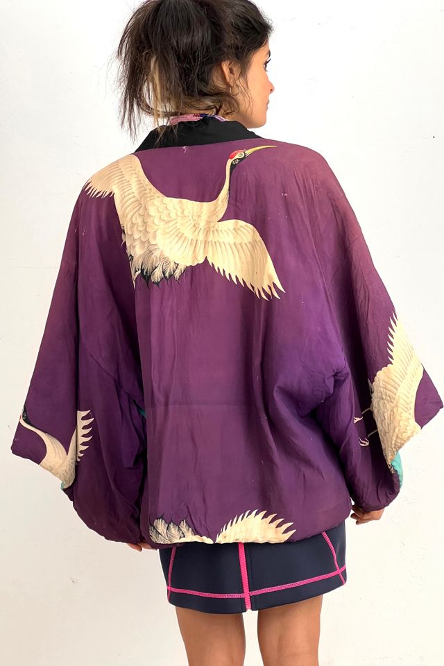 Vintage Hand Made Quilted Crane Kimono Selected by Anna Corinna