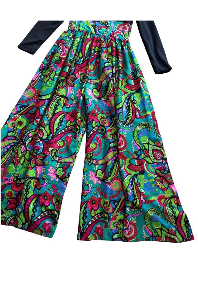 70s Paisley Dress-sundress-jumpsuit-palazzo Pant-gown/redgreen