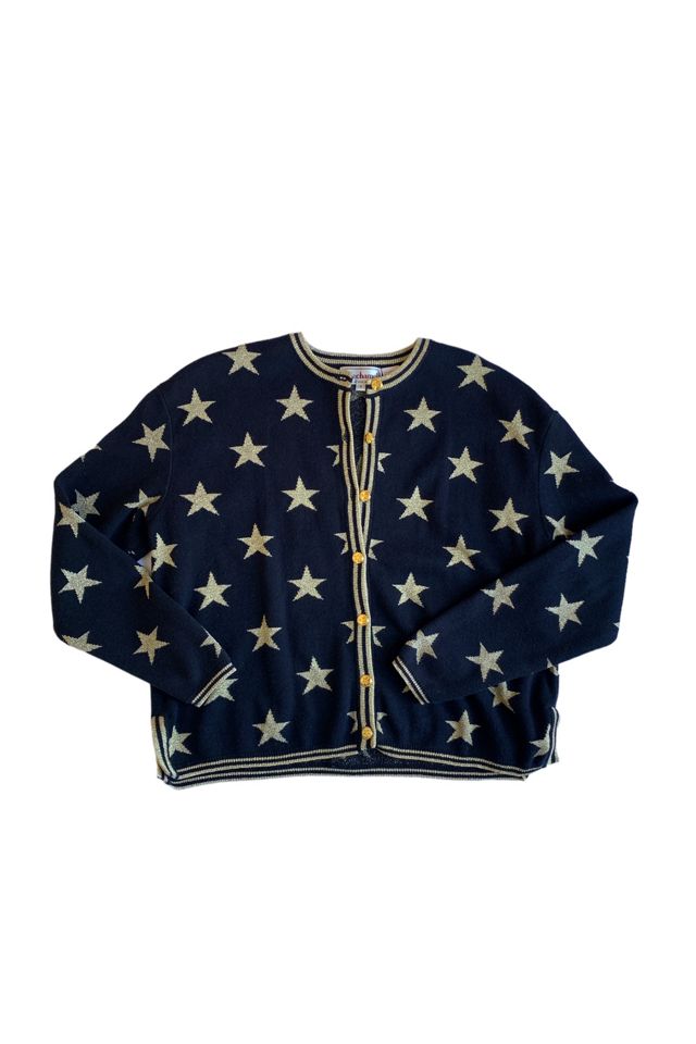 Vintage 1980s Metallic Knit Star Cardigan Selected by
