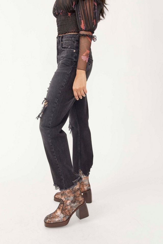 Free People Tapered Baggy Boyfriend Jeans - Black – Willow 31