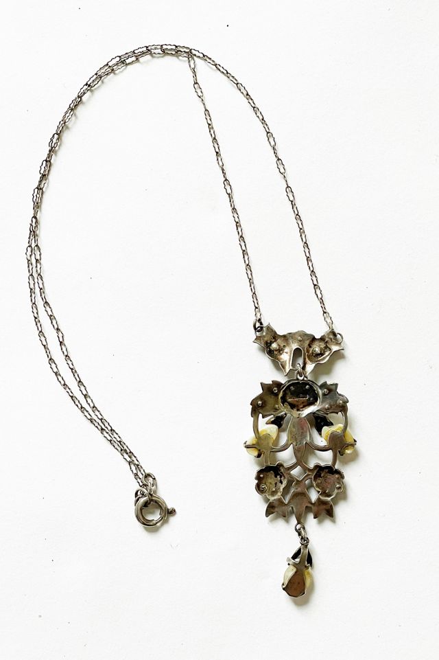 Vintage Art Deco Sterling Marcasite Pearl Necklace Selected by FernMercantile #3