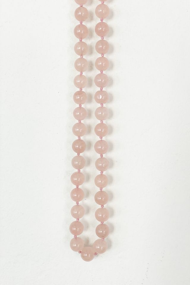 Vintage Pink Rose Quartz Bead Necklace Selected by FernMercantile #3