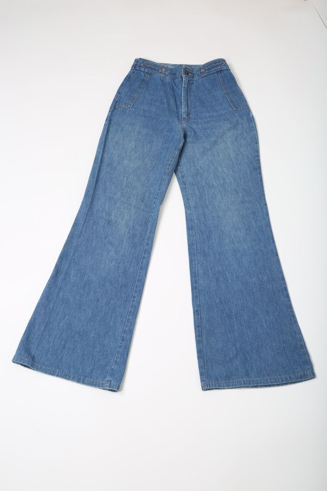 Women High Waist Flared Jeans Vintage 70s Bell Bottom Denim Pants