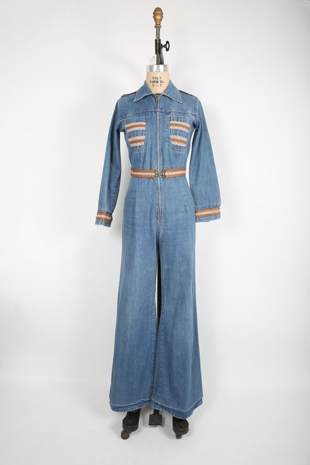 1970s Denim Tie Waist Jumpsuit | XS/S main image 1
