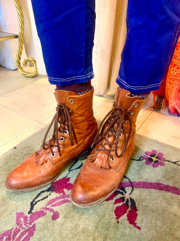 Brown Leather Lace Up Boots Selected by Nomad Vintage Free People