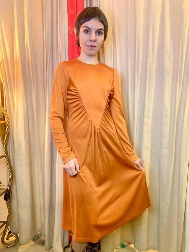 Vintage Metallic Orange Long Sleeve Dress Selected by Nomad