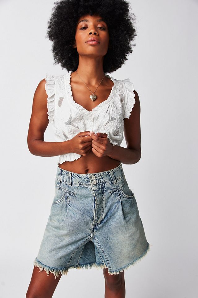 We The Free Nelson Denim Harem Shorts Free People