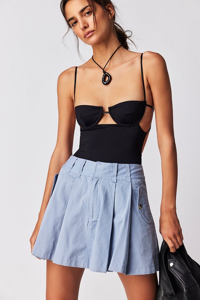 You're Mine Blue Denim Pleated Mini Skirt