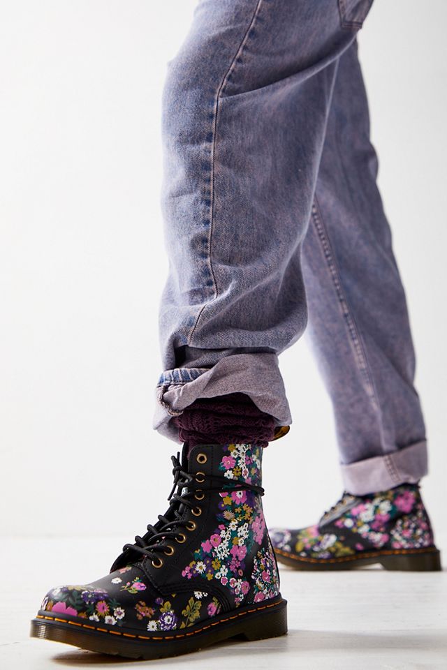 Floral lace shop up boots