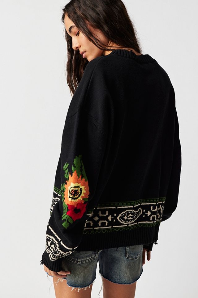 Pull cachemire motif floral #1
