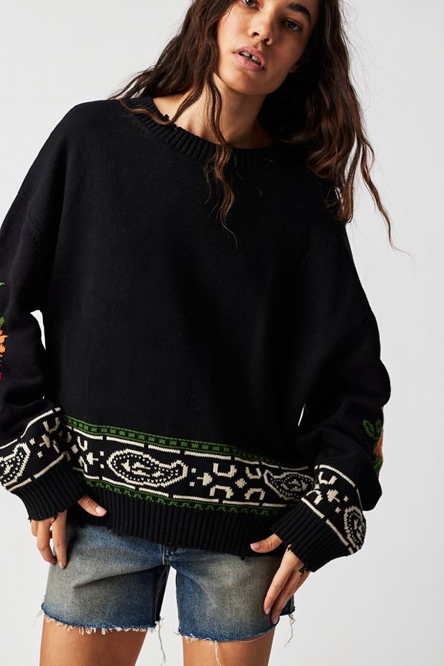 Pull cachemire motif floral #3