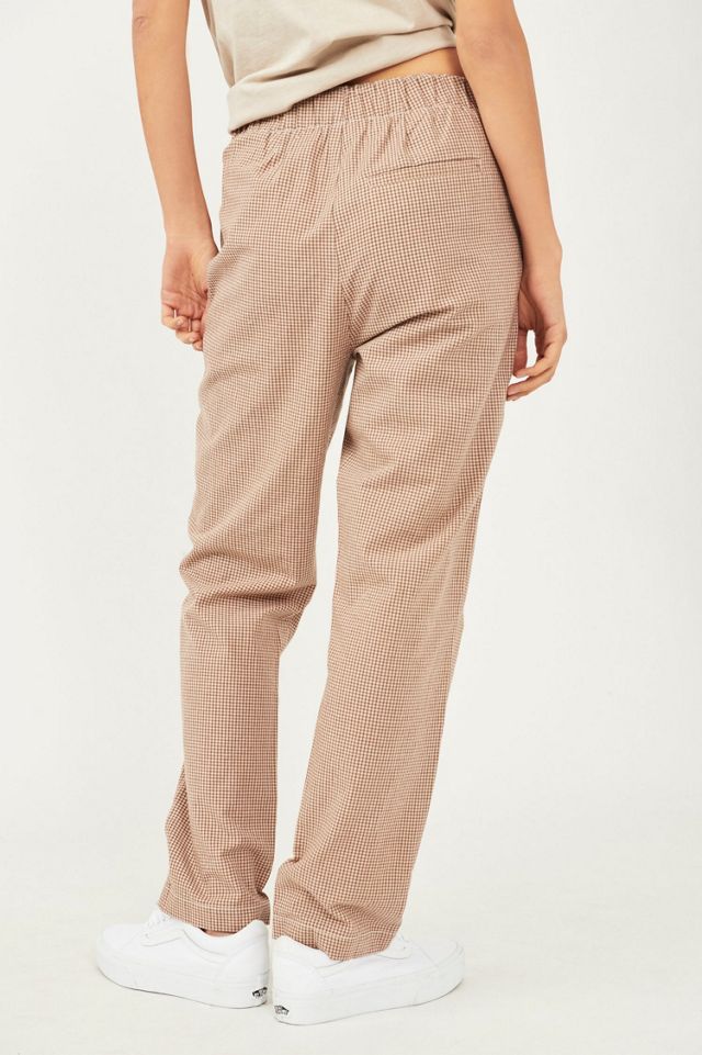 Free People Kate Plaid Straight Leg Pant in Brown & White