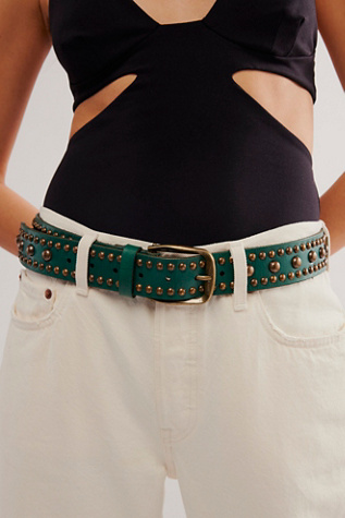 We The Free Sola Stud Belt at Free People in Hunter Green, Size: S/M