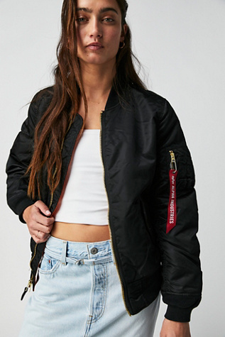 Alpha Industries Ma-1w Jacket at Free People in Black, Size: S