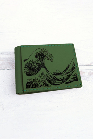 Женский кошелёк Giving Bracelets Leather Bifold Wave Wallet, цвет: Зелёный