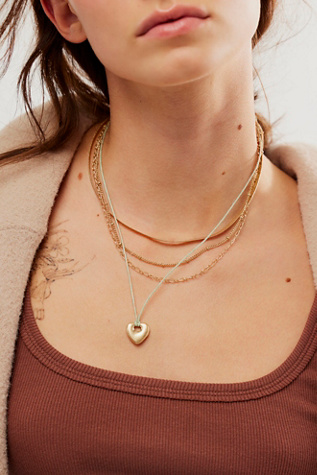 Sloane Layered Necklace at Free People in Light Sage