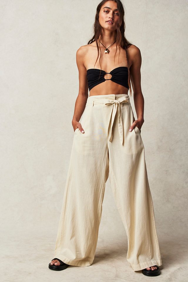 Wrap Tailored Trousers - Beige