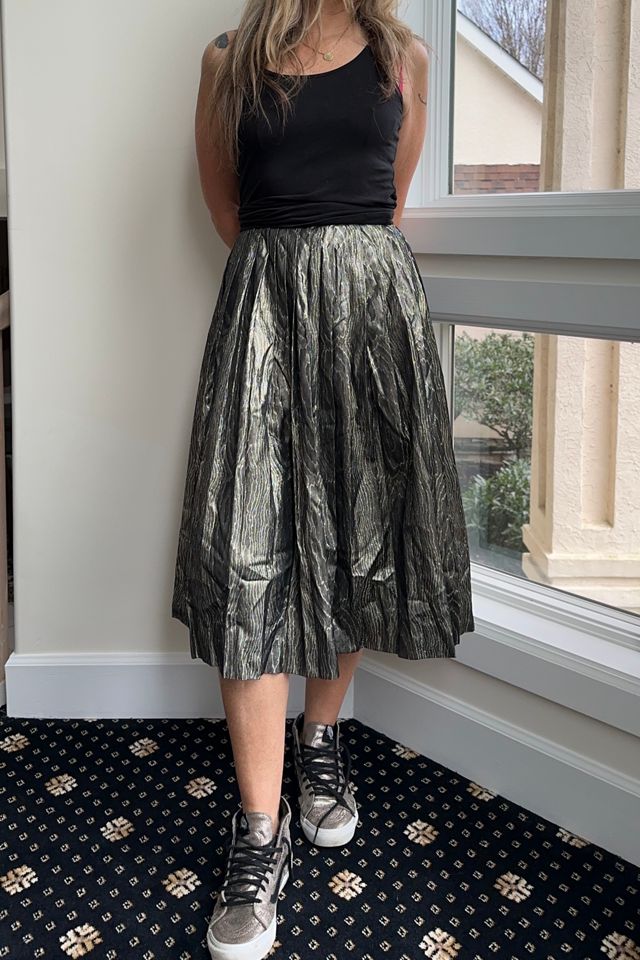 Vintage Gold Wood Grain Lame Skirt Selected by KA.TL.AK #1