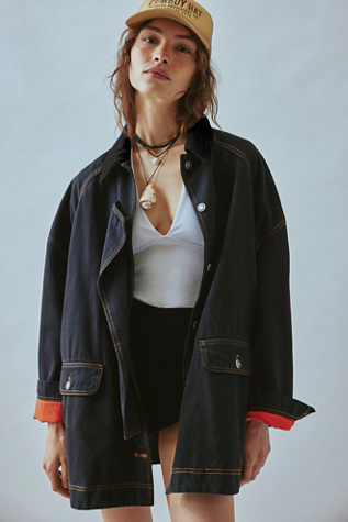 We The Free Denim Barn Coat Jacket at Free People in Black, Size: Large