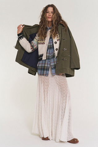 We The Free Denim Barn Coat Jacket At Free People In Deep Green, Size: Medium