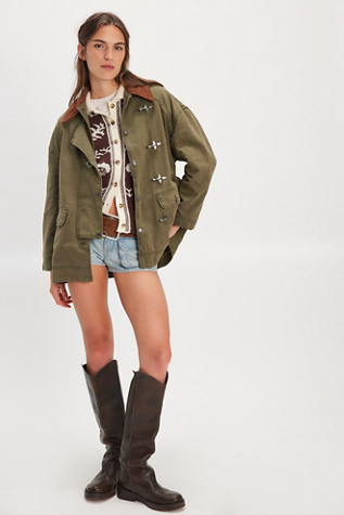 We The Free Denim Barn Coat Jacket at Free People in Green, Size: S