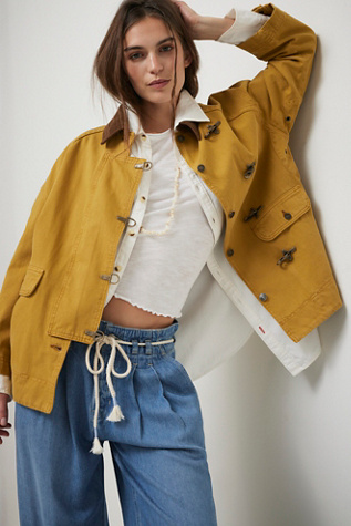 We The Free Denim Barn Coat Jacket At Free People In Mustard, Size: XL