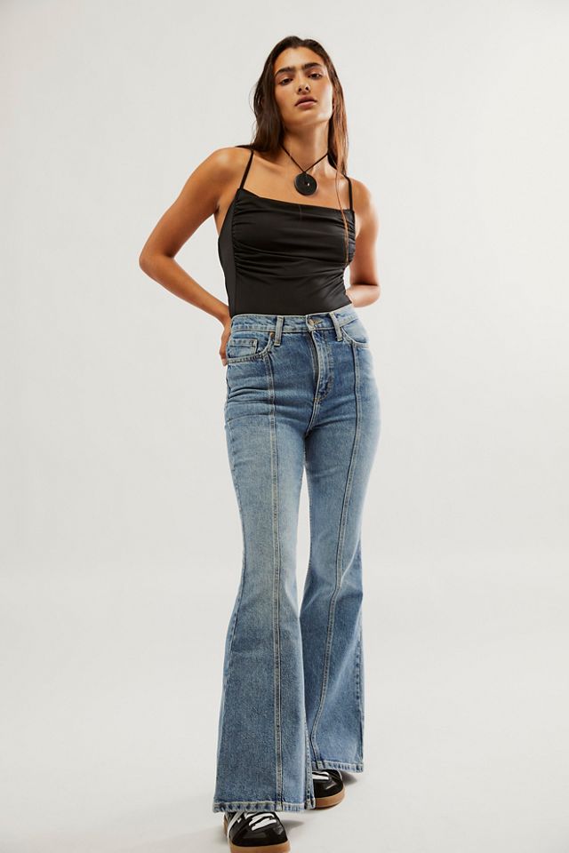 Lee High-Rise Pintuck Flare Jeans | Free People UK