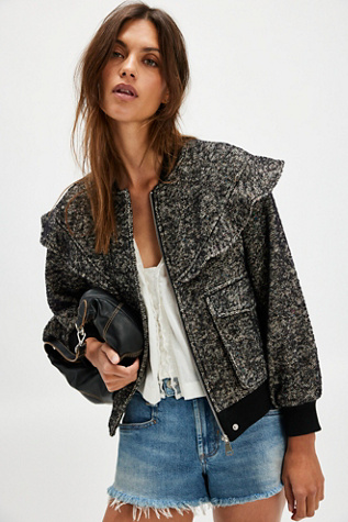 Driftwood Houndstooth Bomber Jacket at Free People, Size: XS