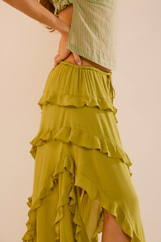 Ambie Skirt by free-est at Free People in Gilded Lime, Size: Small