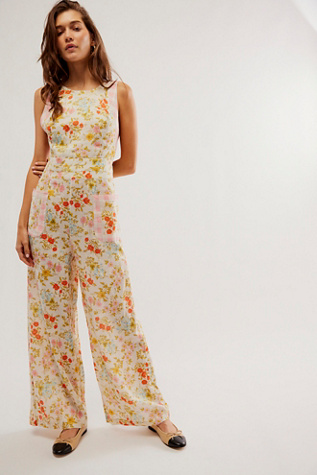 Free People orange floral romper jumper online jumpsuit