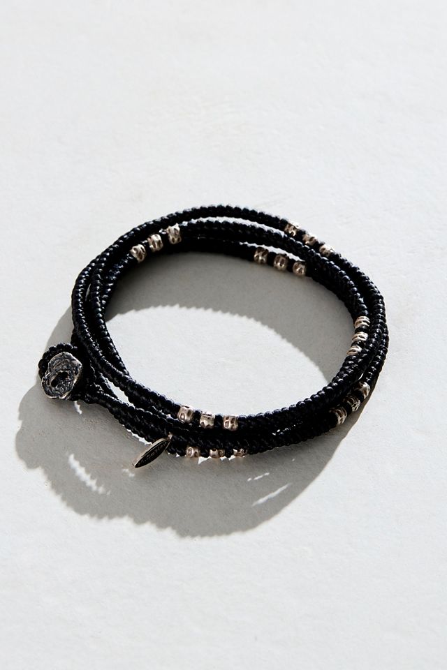 M. Cohen Layer Knotted Wrap Silver Bead Bracelet | Free People