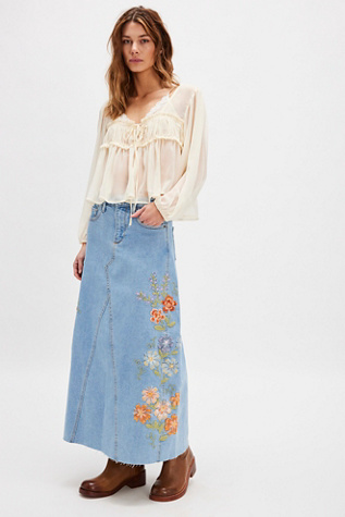 Driftwood Joanna Midi Skirt at Free People in Light Pressed Flowers, Size: 27