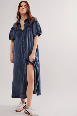 On The Road Maxi Dress at Free People in Overdye Mojolica Blue, Size: Small