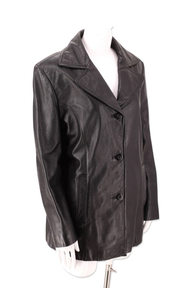 1990s Wilsons Black Leather Trench Jacket Selected By Ritual Vintage #1