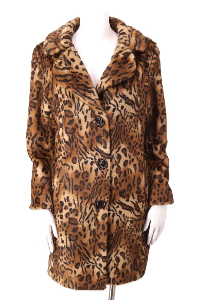 1990s Faux Fur Leopard Print Coat Selected By Ritual Vintage