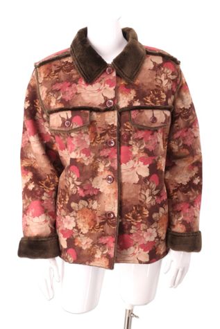 1990s Floral Print Faux Suede Jacket Selected By Ritual Vintage