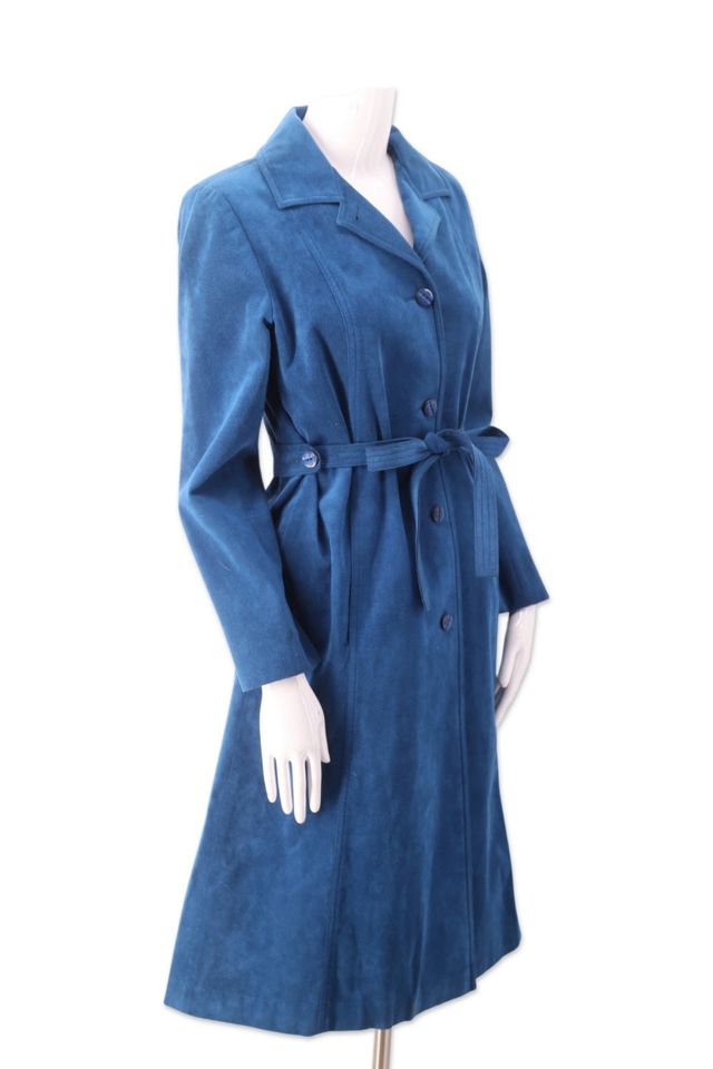 1970s Teal Ultrasuede Belted Trench Selected By Ritual Vintage #1