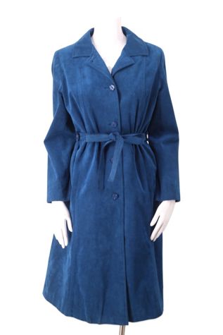 1970s Teal Ultrasuede Belted Trench Selected By Ritual Vintage